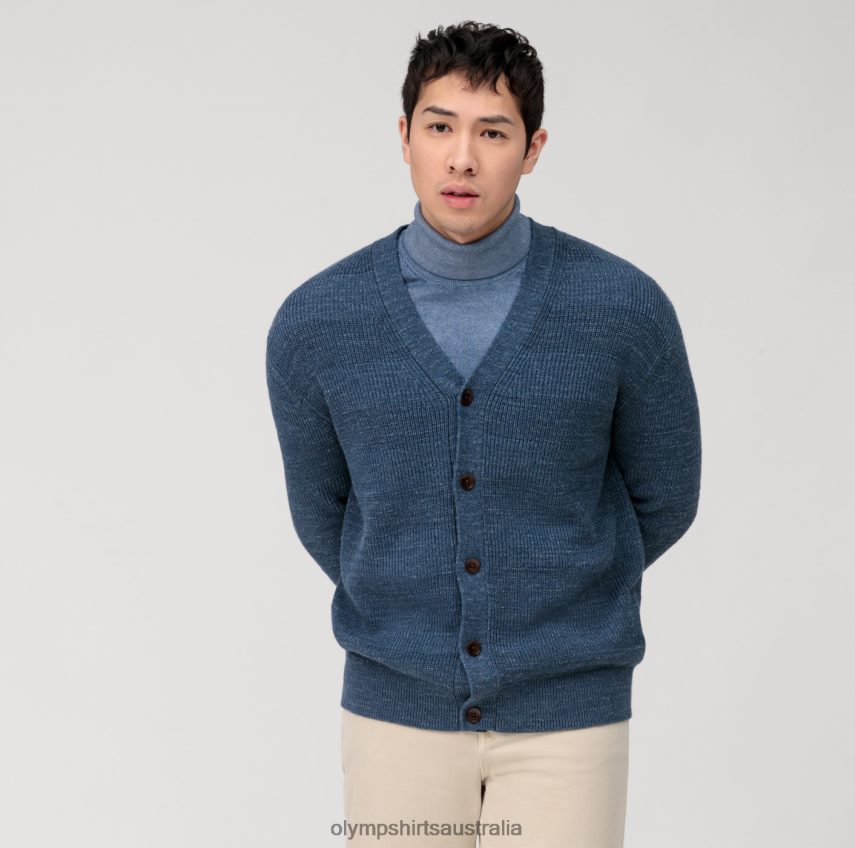 Clothing AU OLYMP Casual Knitwear Cardigan, Smoke Blue T8882J1934