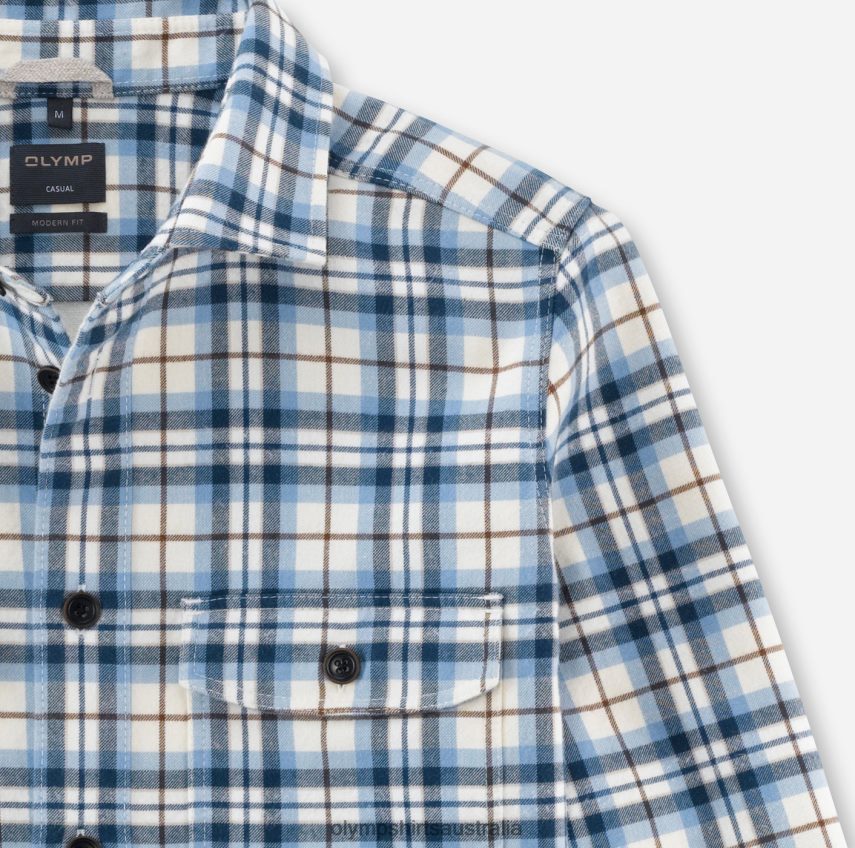 Clothing AU OLYMP Casual Overshirt, Casual Shirt, Kent, Bleu T8882J1970