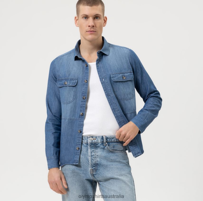 Clothing AU OLYMP Casual Overshirt, Casual Shirt, Kent, Indigo T8882J1953