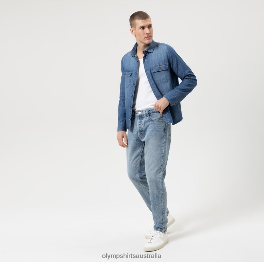 Clothing AU OLYMP Casual Overshirt, Casual Shirt, Kent, Indigo T8882J1953