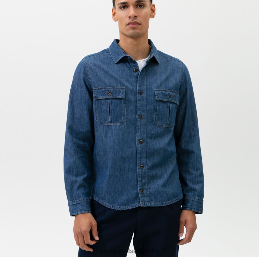 Clothing AU OLYMP Casual Overshirt, Casual Shirt, Kent, Indigo T8882J1974
