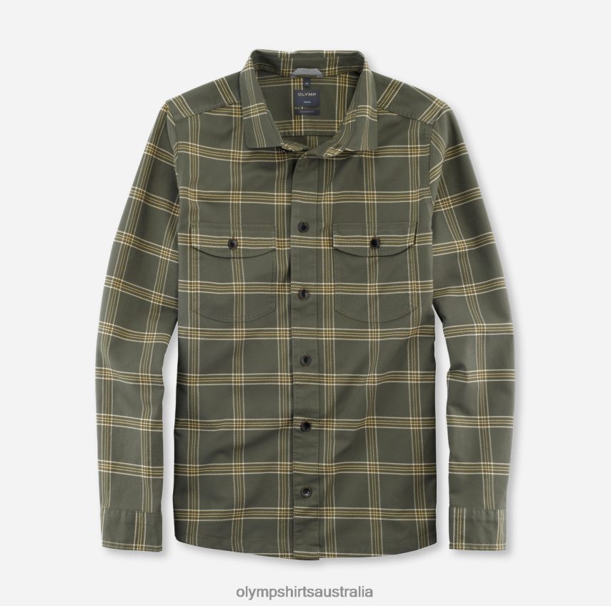 Clothing AU OLYMP Casual Overshirt, Casual Shirt, Kent, Olive T8882J1982