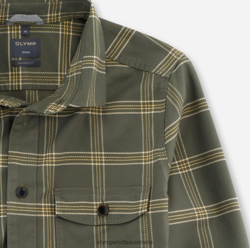 Clothing AU OLYMP Casual Overshirt, Casual Shirt, Kent, Olive T8882J1982