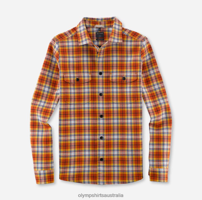 Clothing AU OLYMP Casual Overshirt, Casual Shirt, Kent, Orange T8882J1969