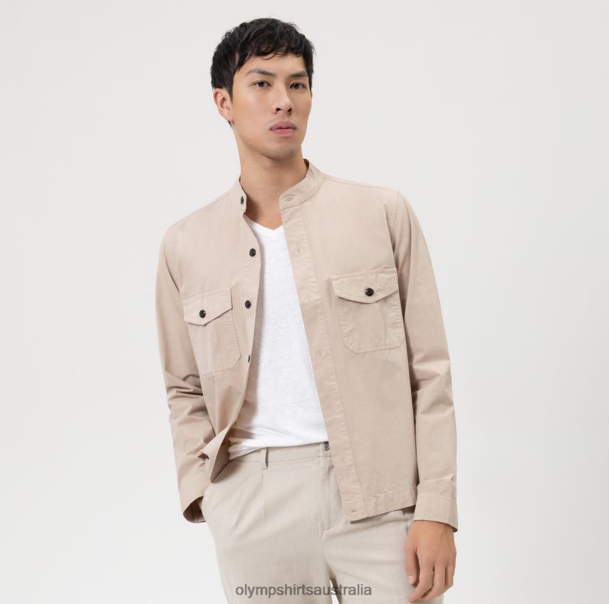 Clothing AU OLYMP Level Five Smart Casual Overshirt, Casual Shirt, Beige T8882J1972