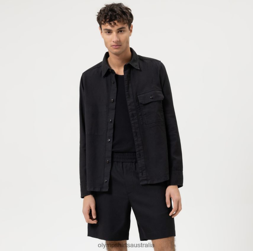 Clothing AU OLYMP Level Five Smart Casual Overshirt, Casual Shirt, Black T8882J1958