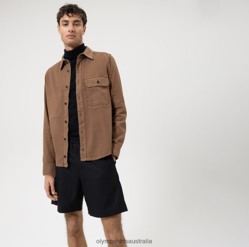 Clothing AU OLYMP Level Five Smart Casual Overshirt, Casual Shirt, Brown T8882J1959
