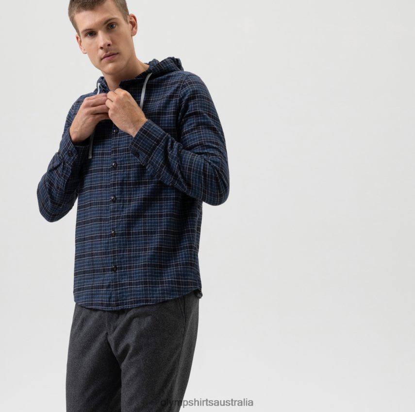 Clothing AU OLYMP Level Five Smart Casual Overshirt, Casual Shirt, Hood, Marine T8882J1966