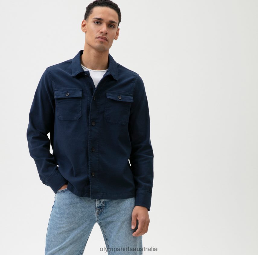 Clothing AU OLYMP Level Five Smart Casual Overshirt, Casual Shirt, Marine T8882J1980