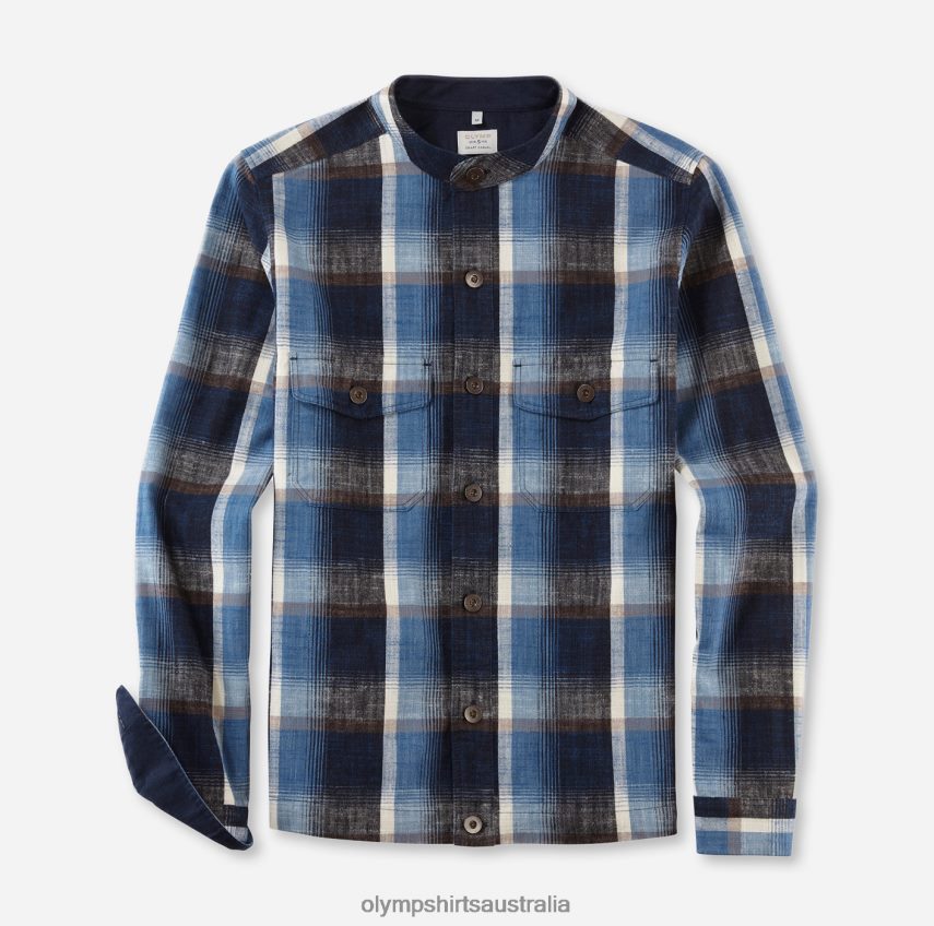 Clothing AU OLYMP Level Five Smart Casual Overshirt, Casual Shirt, Stand-Up Collar, Brown T8882J1952