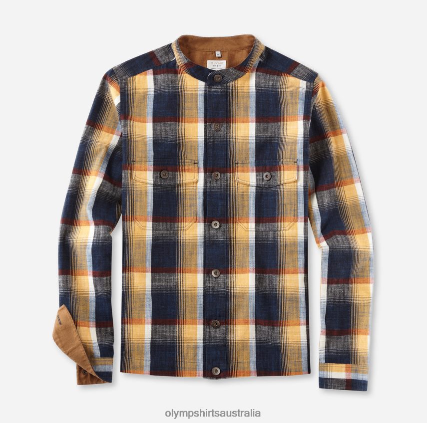 Clothing AU OLYMP Level Five Smart Casual Overshirt, Casual Shirt, Stand-Up Collar, Marine T8882J1963