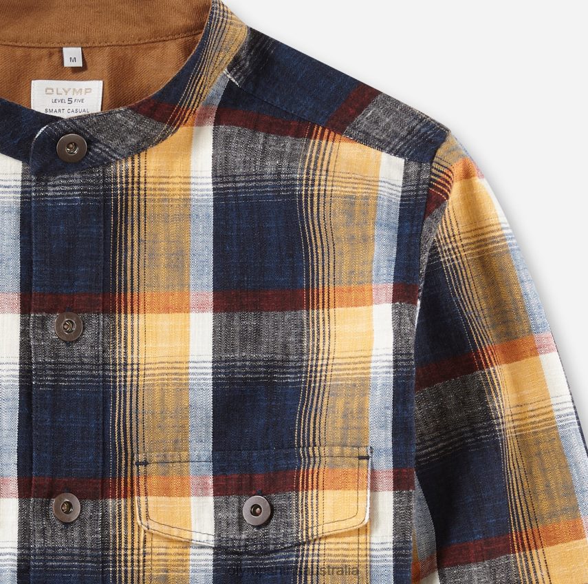 Clothing AU OLYMP Level Five Smart Casual Overshirt, Casual Shirt, Stand-Up Collar, Marine T8882J1963