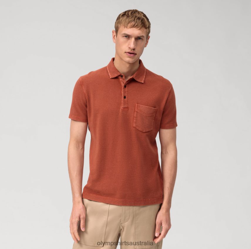 Clothing AU OLYMP Casual Jersey Polo, Brown T8882J2116