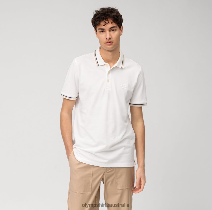 Clothing AU OLYMP Casual Modern Fit, Polo, Off White T8882J2145