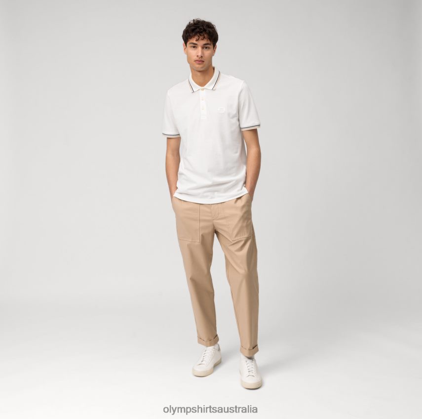 Clothing AU OLYMP Casual Modern Fit, Polo, Off White T8882J2145