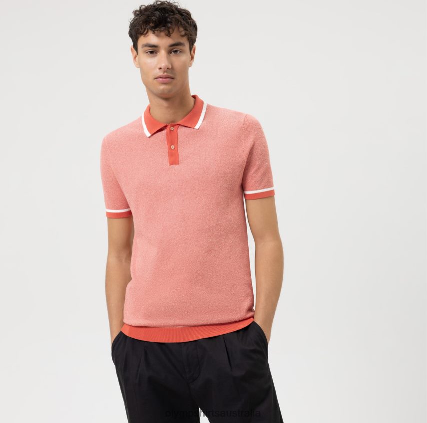 Clothing AU OLYMP Level Five Knitwear Body Fit, Polo, Red T8882J2103