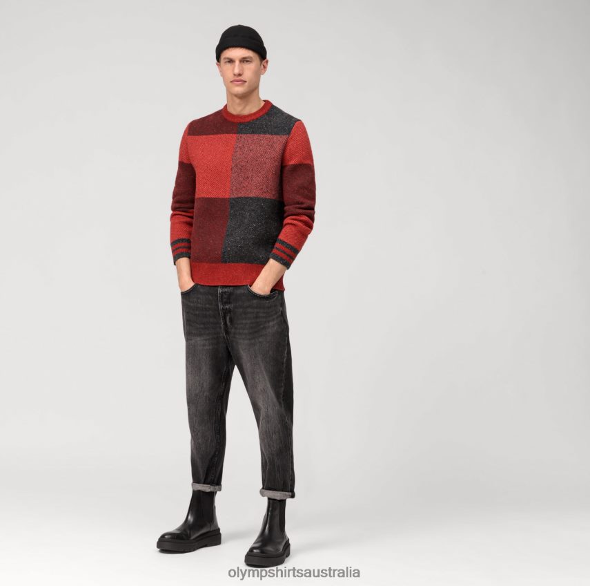 Clothing AU OLYMP Casual Knitwear Pullover, Bordeaux T8882J1781