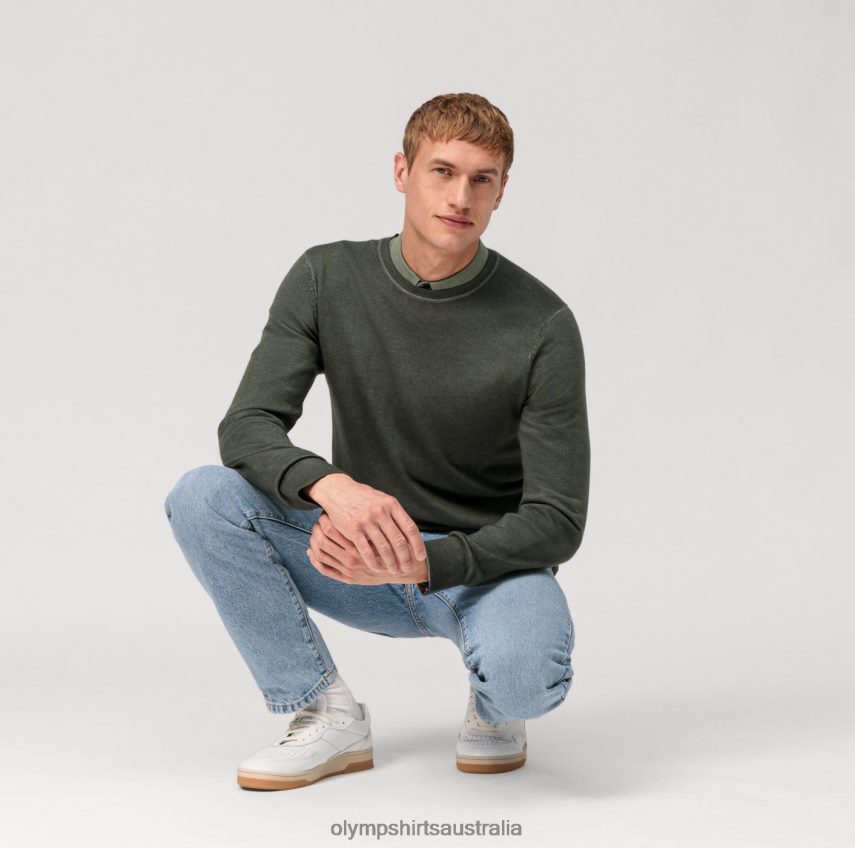 Clothing AU OLYMP Casual Knitwear Pullover, Grey Green T8882J1816