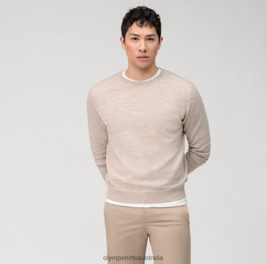 Clothing AU OLYMP Casual Knitwear Pullover, Light Beige T8882J1792