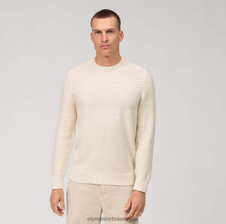 Clothing AU OLYMP Casual Knitwear Pullover, Off White T8882J1774