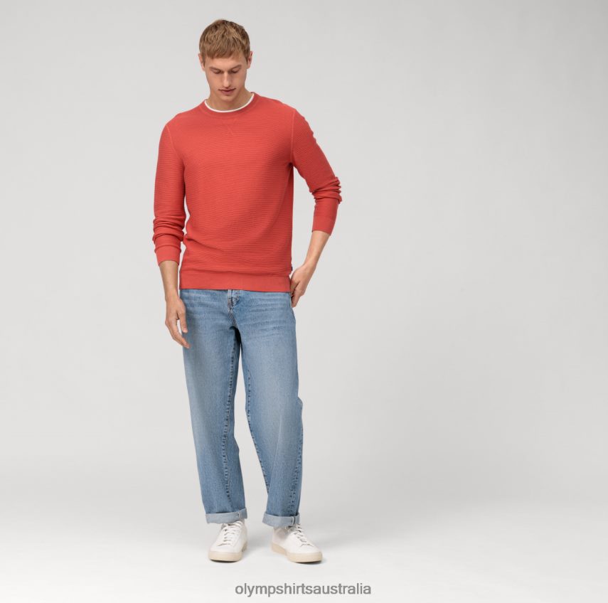 Clothing AU OLYMP Casual Knitwear Pullover, Red Orange T8882J1821