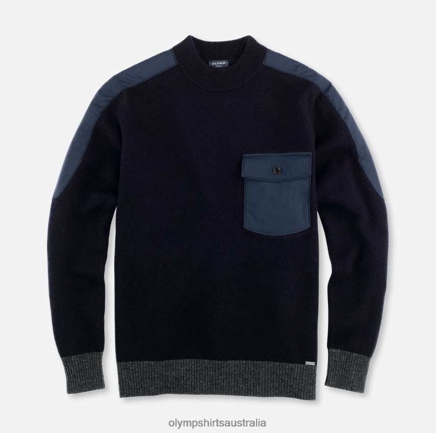 Clothing AU OLYMP Knitwear Modern Fit, Pullover Stand-Up Collar, Marine T8882J1864