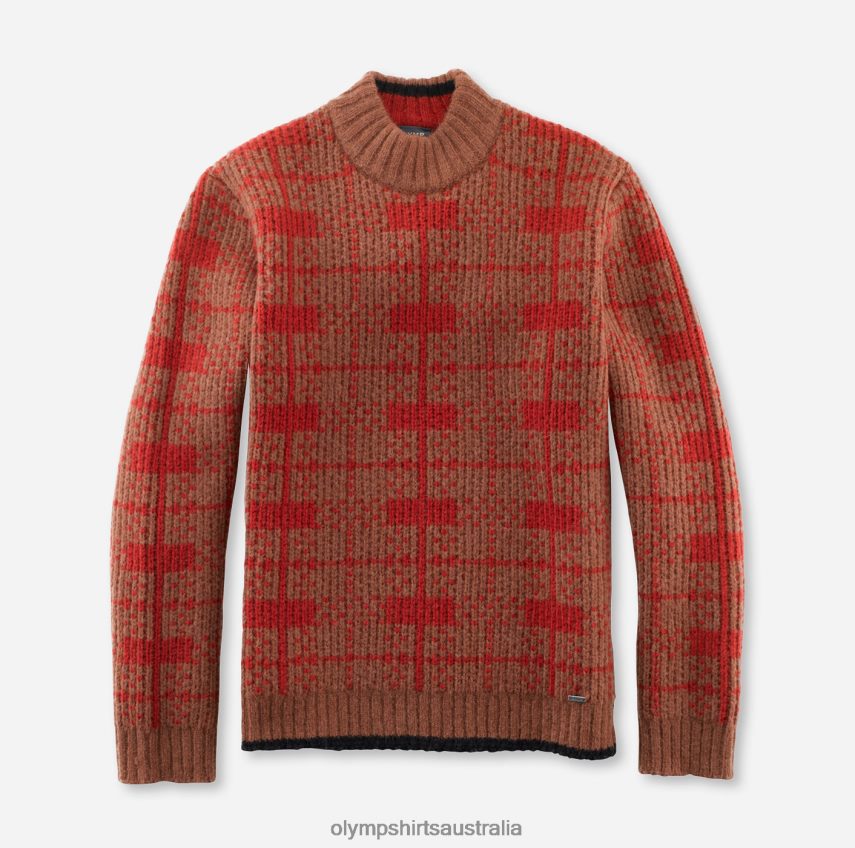 Clothing AU OLYMP Knitwear Modern Fit, Pullover Stand-Up Collar, Reddish Brown T8882J1877