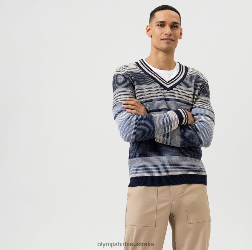 Clothing AU OLYMP Knitwear Modern Fit, Pullover V-Neck, Marine T8882J1750