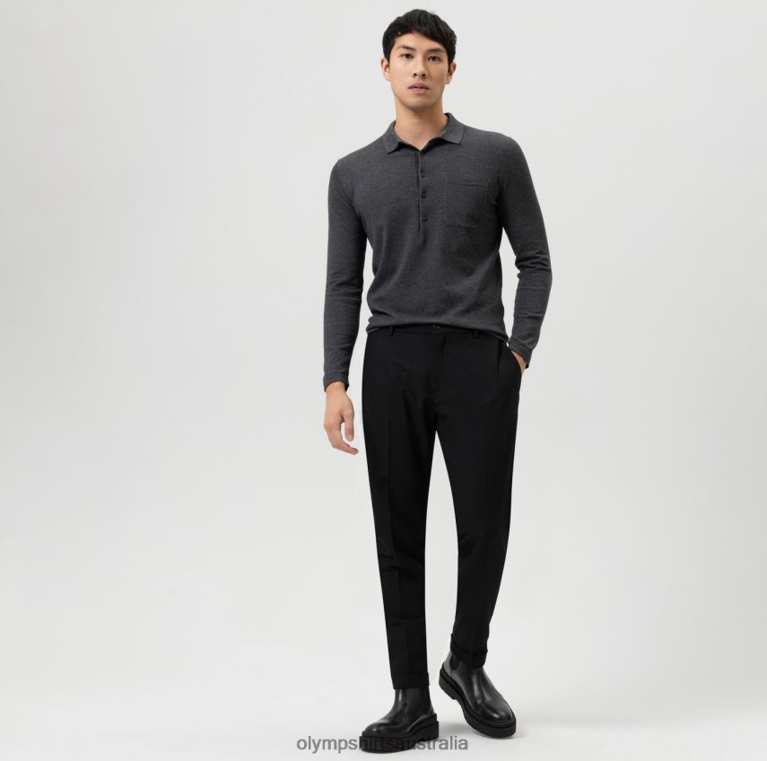 Clothing AU OLYMP Level Five Knitwear Body Fit, Polo Collar, Anthracite T8882J1754