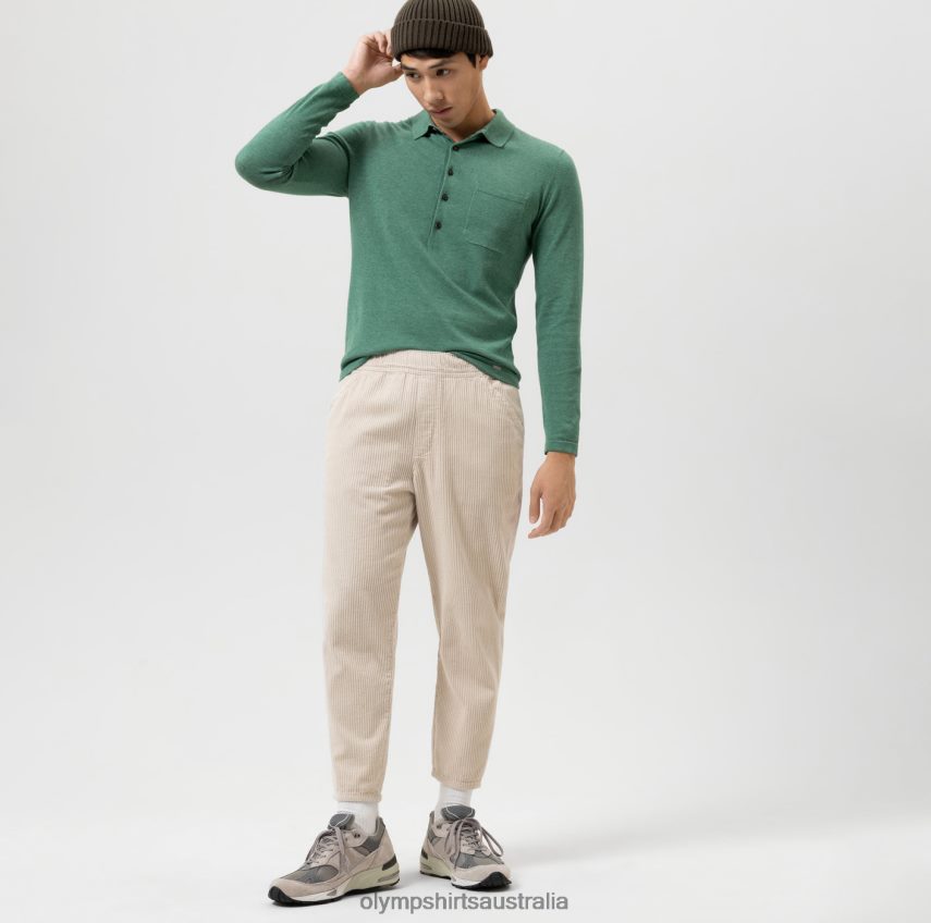 Clothing AU OLYMP Level Five Knitwear Body Fit, Polo Collar, Green T8882J1755