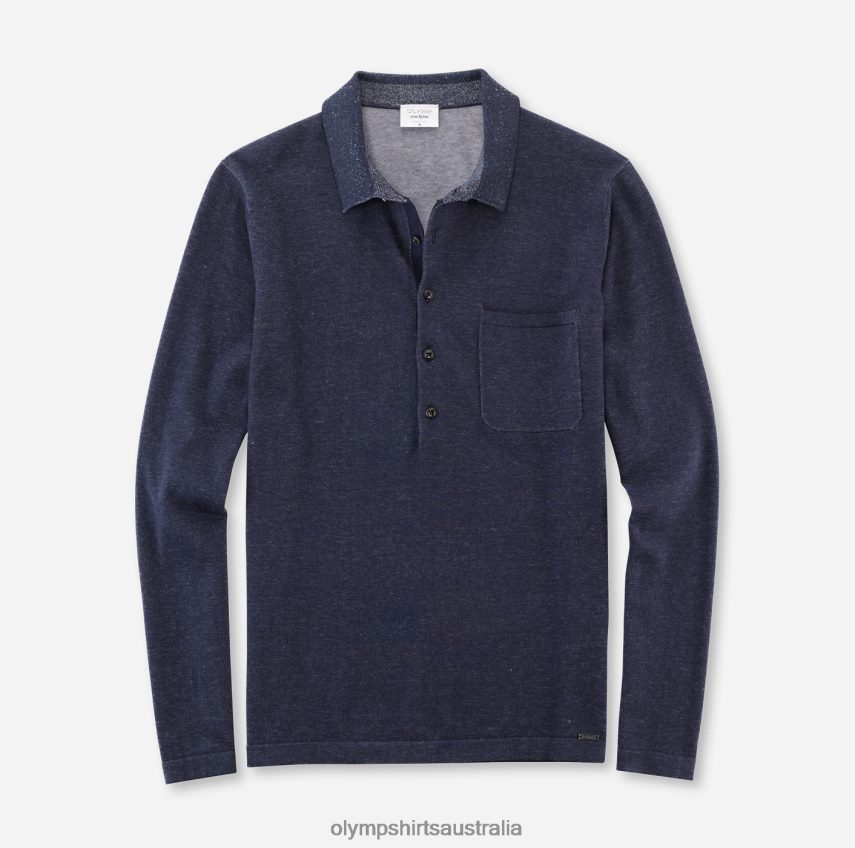 Clothing AU OLYMP Level Five Knitwear Body Fit, Polo Collar, Marine T8882J1759