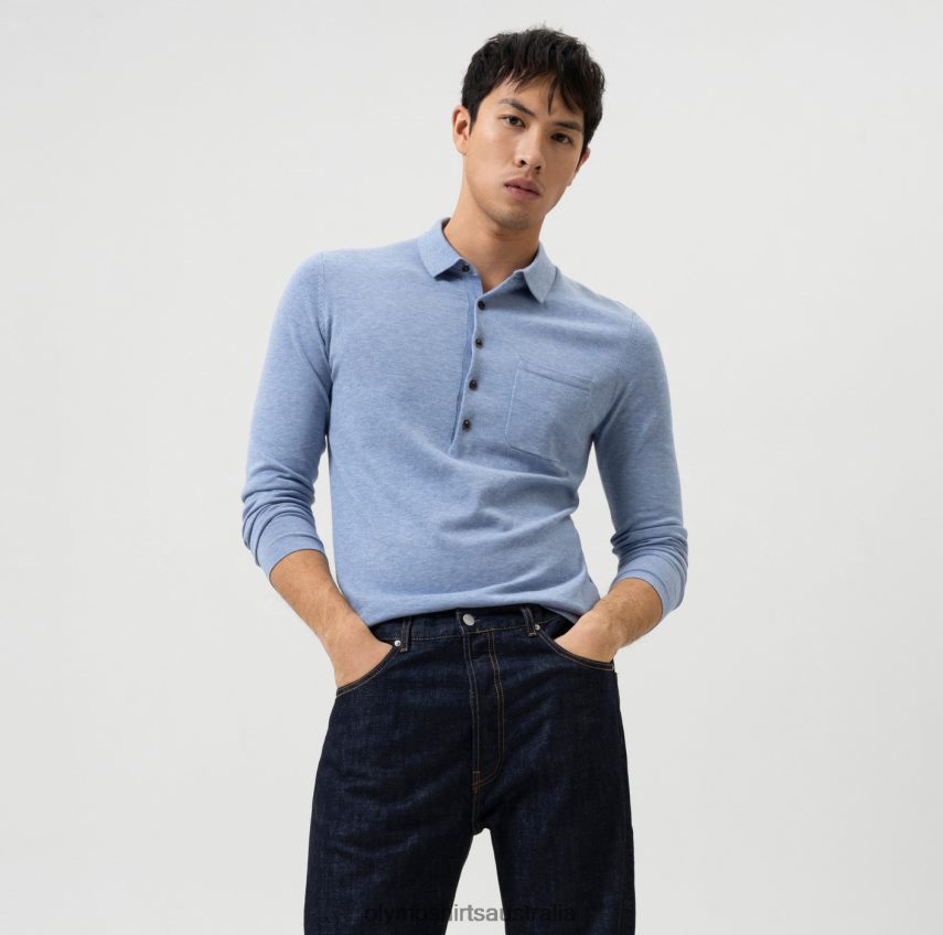 Clothing AU OLYMP Level Five Knitwear Body Fit, Polo Collar, Sky T8882J1747