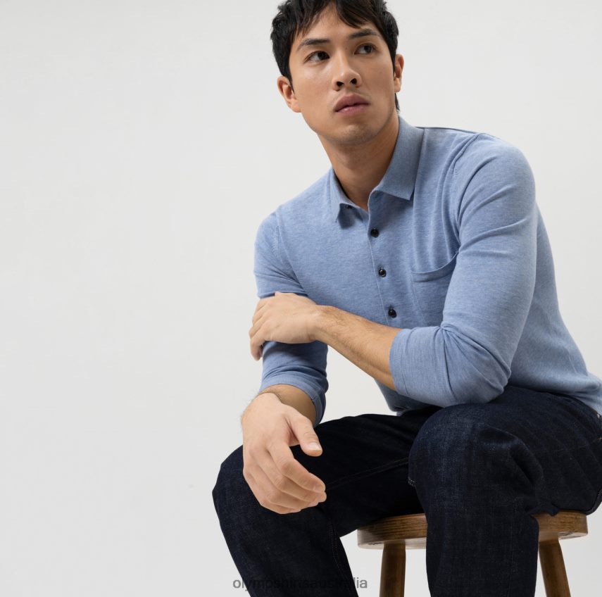 Clothing AU OLYMP Level Five Knitwear Body Fit, Polo Collar, Sky T8882J1747