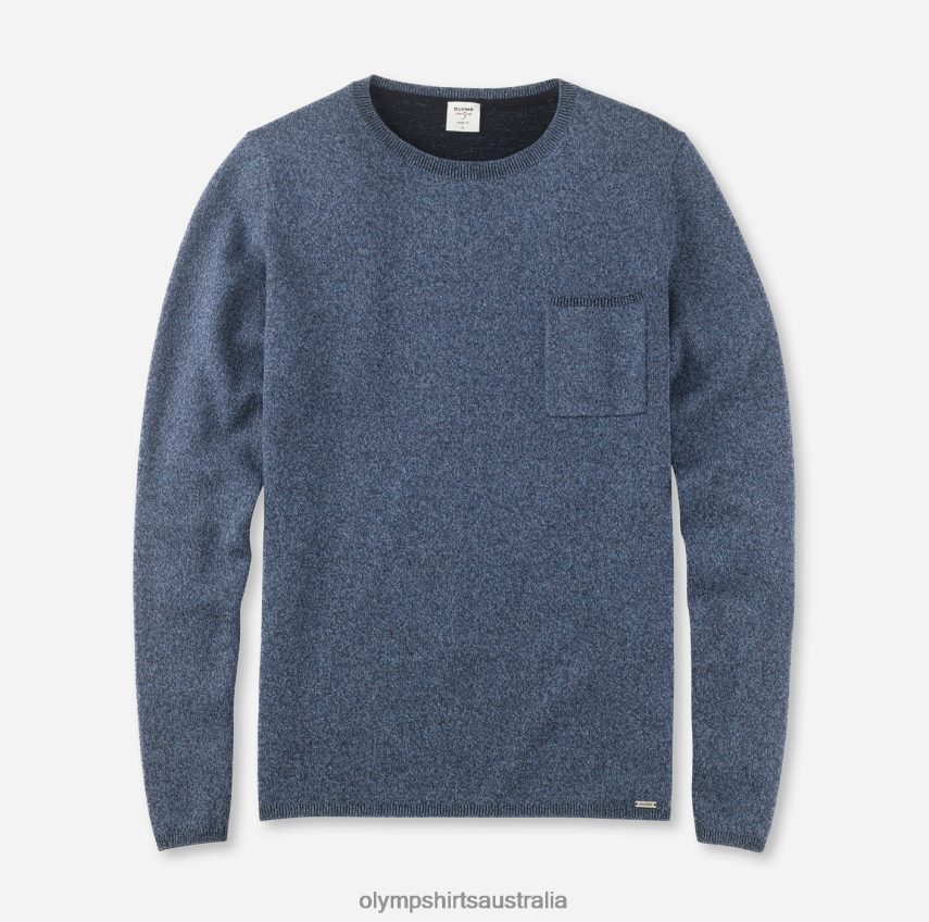 Clothing AU OLYMP Level Five Knitwear Body Fit, Pullover Crew Neck, Blue T8882J1869