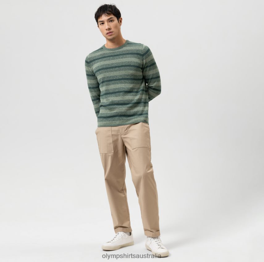 Clothing AU OLYMP Level Five Knitwear Body Fit, Pullover Crew Neck, Green T8882J1758