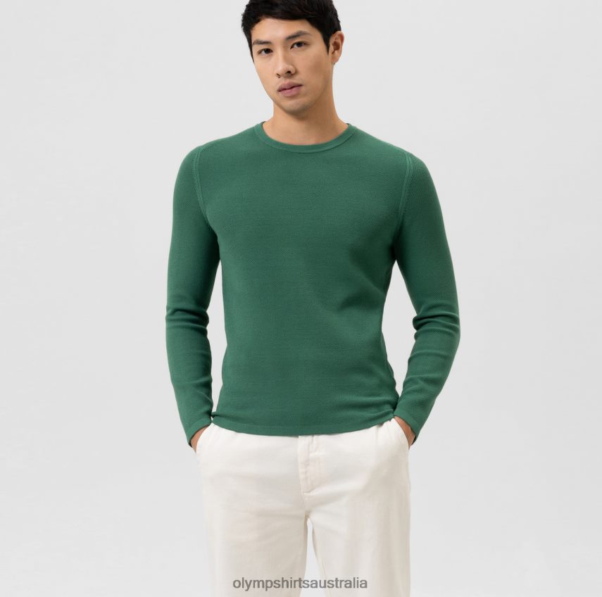 Clothing AU OLYMP Level Five Knitwear Body Fit, Pullover Crew Neck, Green T8882J1834