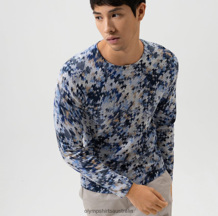 Clothing AU OLYMP Level Five Knitwear Body Fit, Pullover Crew Neck, Marine T8882J1748