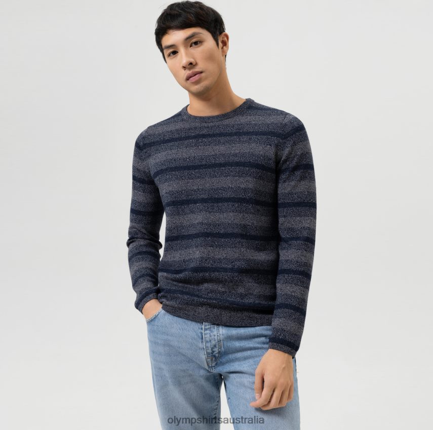 Clothing AU OLYMP Level Five Knitwear Body Fit, Pullover Crew Neck, Marine T8882J1756