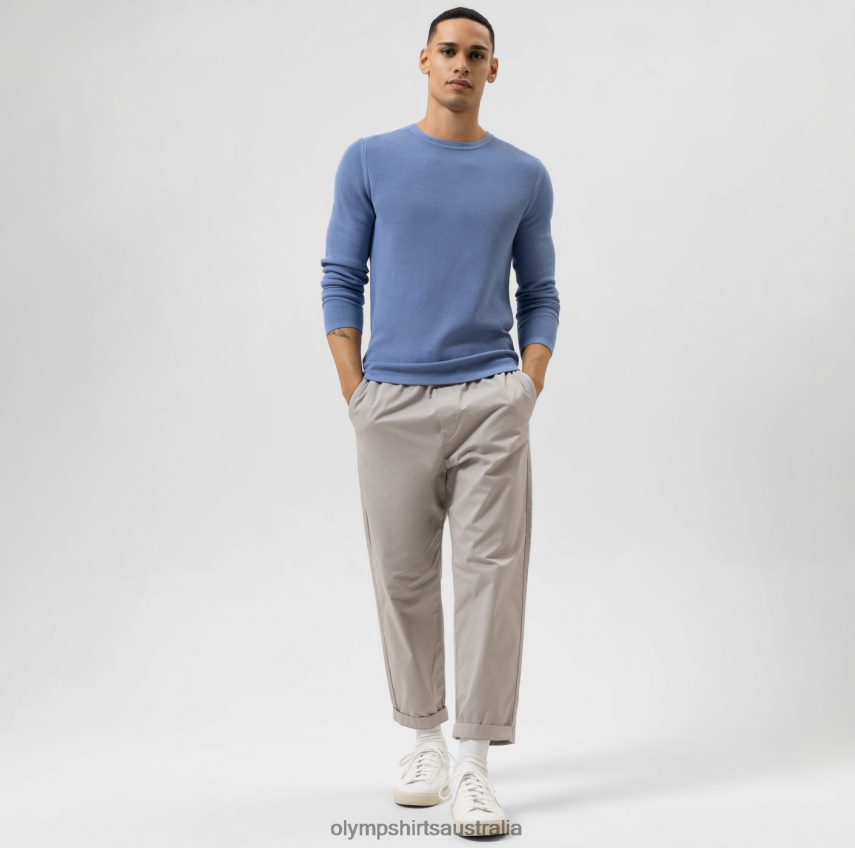 Clothing AU OLYMP Level Five Knitwear Body Fit, Pullover Crew Neck, Sky T8882J1851