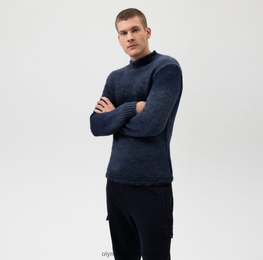 Clothing AU OLYMP Level Five Knitwear Body Fit, Pullover Stand-Up Collar, Marine T8882J1849