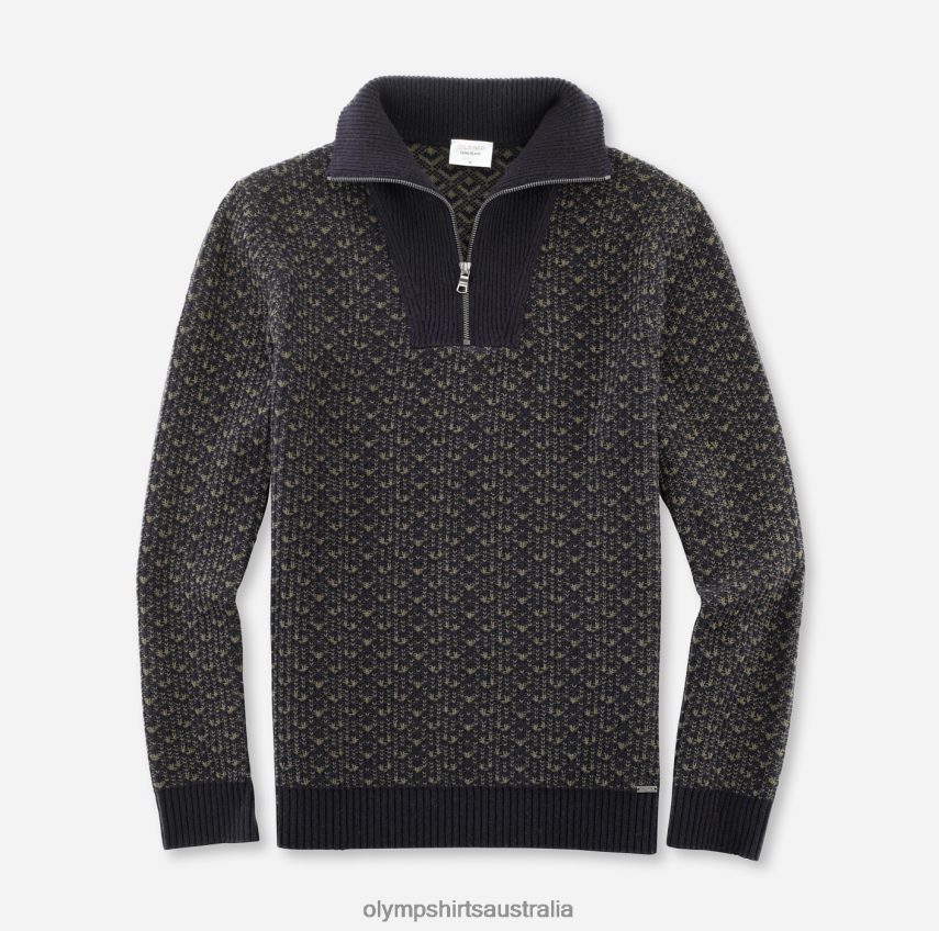 Clothing AU OLYMP Level Five Knitwear Body Fit, Pullover Zipper Jacket, Marine T8882J1873