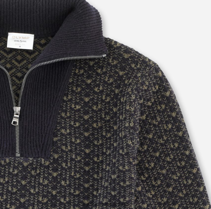 Clothing AU OLYMP Level Five Knitwear Body Fit, Pullover Zipper Jacket, Marine T8882J1873