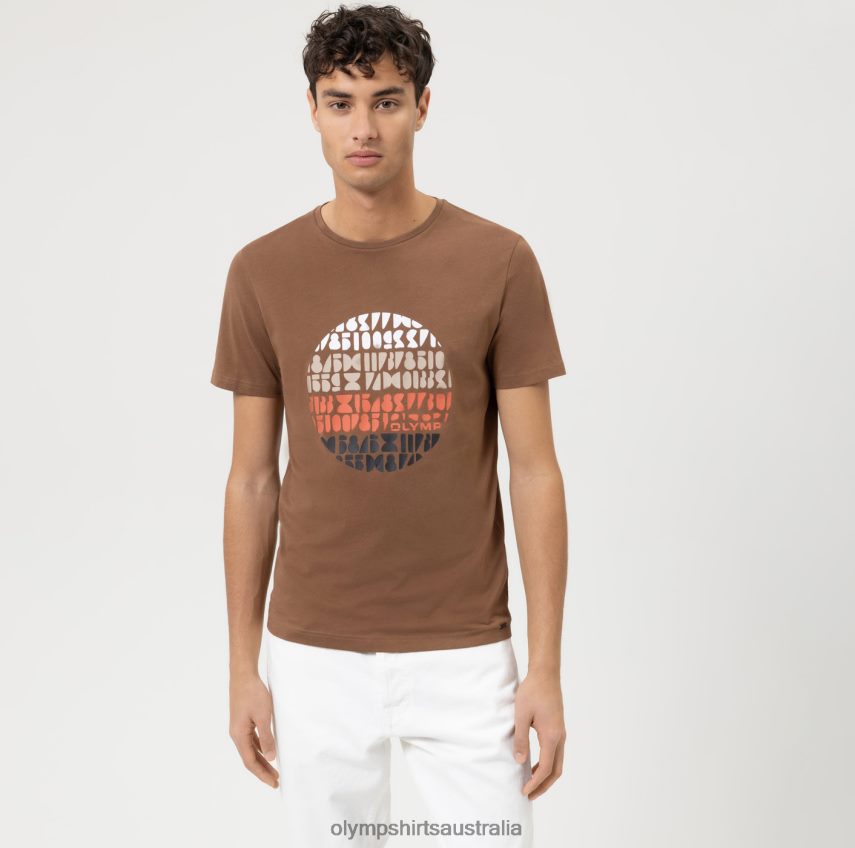 Clothing AU OLYMPLevel Five Casual Body Fit, T-Shirt, Brown T8882J1999