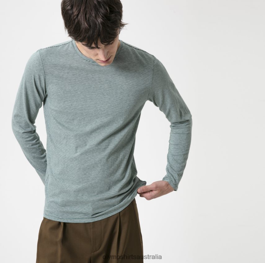 Clothing AU OLYMPLevel Five Casual Body Fit, T-Shirt, Grey Green T8882J2061