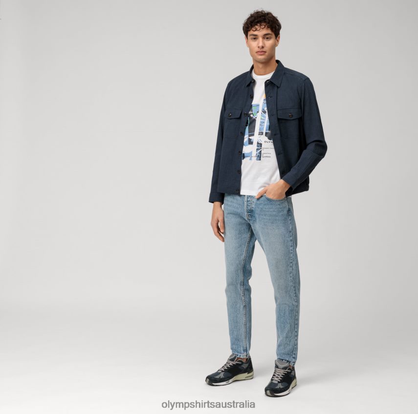 Clothing AU OLYMPLevel Five Casual Body Fit, T-Shirt, White T8882J1990