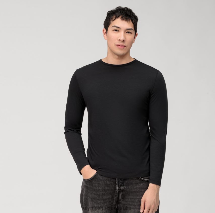 Clothing AU OLYMP Casual Jersey Long-Sleeved T-Shirt, Black T8882J2036