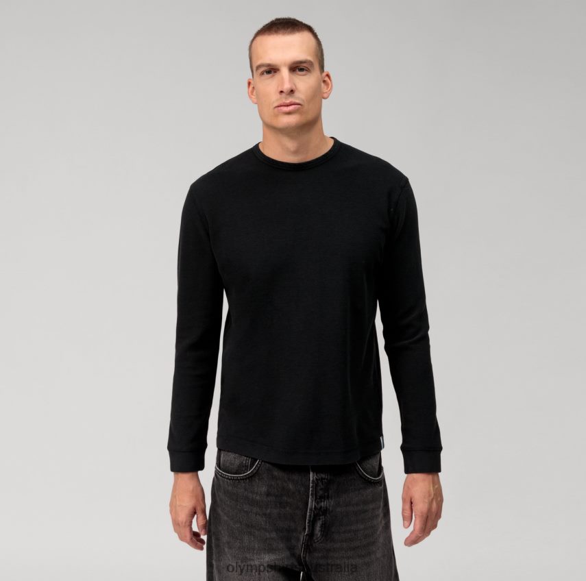 Clothing AU OLYMP Casual Jersey Long-Sleeved T-Shirt, Black T8882J2053