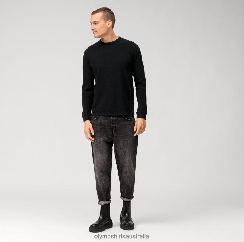 Clothing AU OLYMP Casual Jersey Long-Sleeved T-Shirt, Black T8882J2053