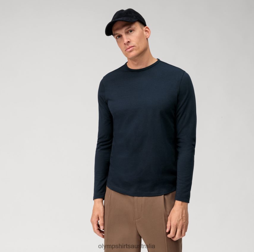 Clothing AU OLYMP Casual Jersey Long-Sleeved T-Shirt, Marine T8882J2033