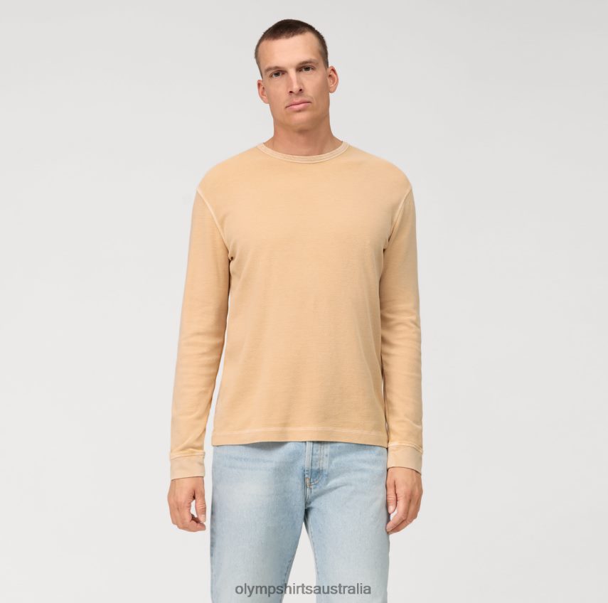 Clothing AU OLYMP Casual Jersey Long-Sleeved T-Shirt, Natural T8882J2048
